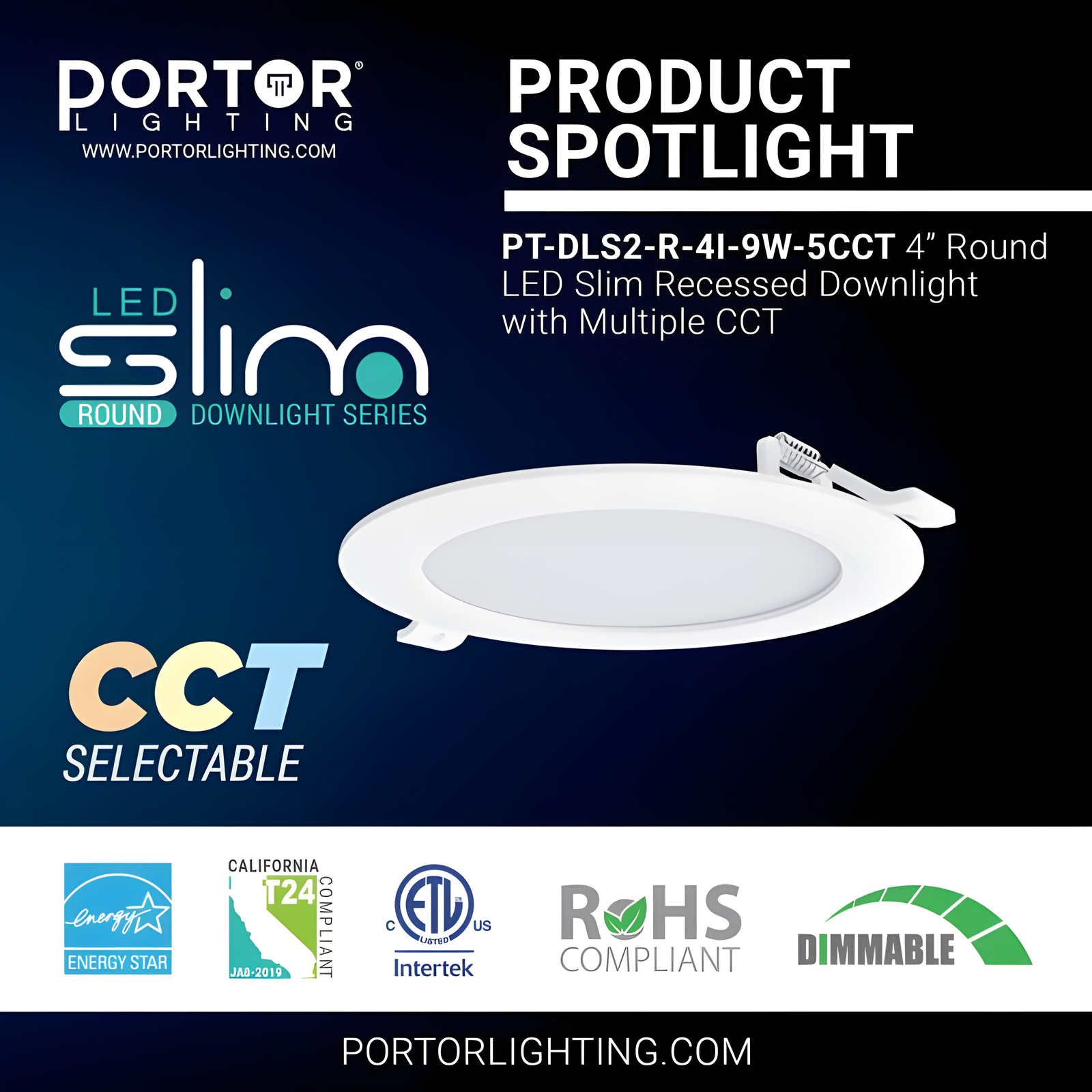 4 inch Round LED Slim Recessed Downlight with Multiple 5CCT