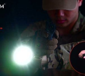 Acebeam P16 Dual Tail Switch Tactical Flashlight with Long Range Beam and Impact-Resistant Design