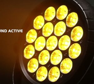 JMAZ Radiant Par Hex19 RGBWA+UV LED Wash Light with 25Hz Strobe, DMX/IR Remote Control, and Ring FX
