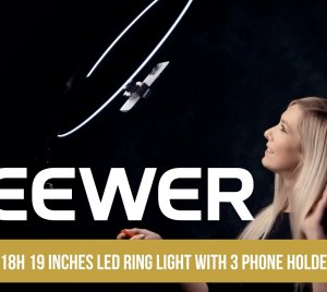 NEEWER RP19H 19" Dimmable LED Ring Light with Tripod Stand, Bluetooth Remote, and Multi-Device Mount