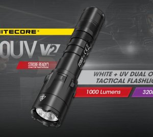 Nitecore P20UV V2 Tactical Flashlight with UV Light, Dual Tail Switch, Glass Breaker Bezel, and Strobe