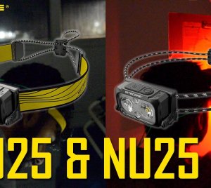 Nitecore NU25 Compact Rechargeable Headlamp with Hybrid Band Design for Hiking, Camping, Jogging, and Trekking