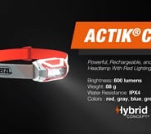 Petzl ACTIK CORE LED Headlamp with Night Vision Lighting for Hiking, Mountaineering, and Biking