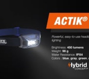Petzl ACTIK Safety-Enhanced Headlamp with Continuous Red Light and Strobe Mode for Night Visibility