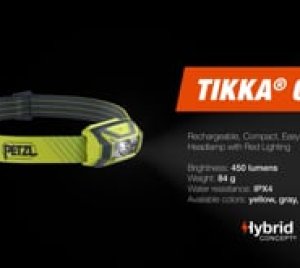 Petzl TIKKA Rechargeable Headlamp with Reflective Band and Hybrid Power for Hiking and Biking