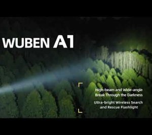 Wuben A1 Super Bright Rechargeable Flashlight - Portable LED Searchlight/Spotlight with Long Throw