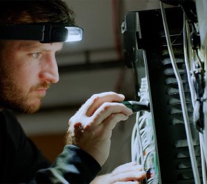 SCANGRIP Rechargeable LED Work Headlamp with Motion Sensor and Wide Beam for Professionals