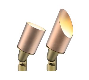 Brass Finish LED Landscape Light with Adjustable Beam Angles and Full Zoning/Dimming Capability