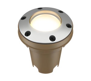 Cylindrical Brass In-Grade LED Luminaire for Commercial and Residential Landscape Lighting