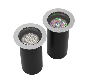 High-Power In-Ground LED Fixture with Static White, RGBW, RGBA, and Tunable White Light Options