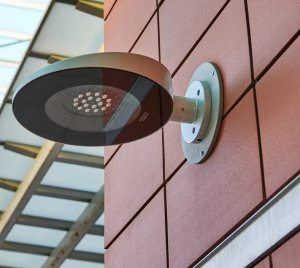 Wall Mounted LED Fixture with Integrated Dimmable Driver for Commercial and Public Outdoor Spaces