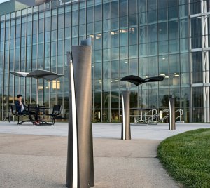 Architectural Pathway Bollard with Vertical LED Arrays for Pedestrian Pathway Lighting