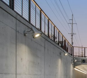 Wall Mount Outdoor LED Fixture with Multiple CCT Options for Pedestrian Walkways