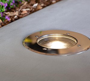 Low-Voltage In-Grade LED Uplight with Stainless Steel Housing for Walk-Over and Drive-Over Installations with Recessed Design