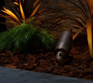 Copper and Brass LED Uplight for Coastal and Harsh Environment Landscape Lighting