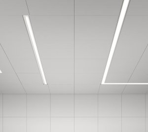 Recessed Linear LED Ceiling Light for Offices, Schools, and Laboratories with CRI 90, DALI Dimming, and Multiple Diffuser Options for Acoustic Ceilings