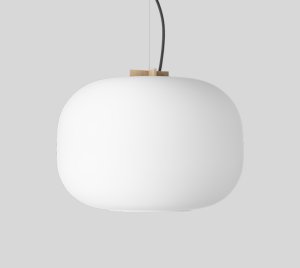 Nordic-Inspired Pendant Light with Opal Glass Shade and Solid Oak Suspension