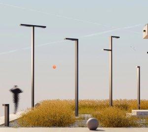 Modular Urban Lighting System Featuring Pole-Mounted Luminaire, Bollard, Outdoor Ceiling Light