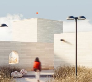 Architectural Outdoor LED Pole-Mounted Light with Hemispherical Design and Smart City Integration