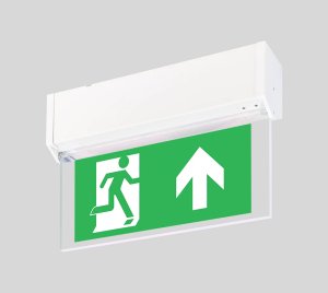 UKCA Compliant Edge-Lit LED Emergency Exit Sign with SmartScan Wireless Monitoring for Commercial Interiors
