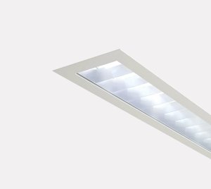 Recessed LED Linear Luminaire for Hospital Corridor Lighting with V-Blade Louvres