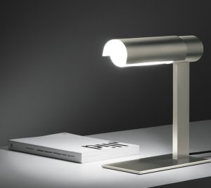 Adjustable LED Table Lamp with Stainless Steel Shield and Opal Glass Diffuser