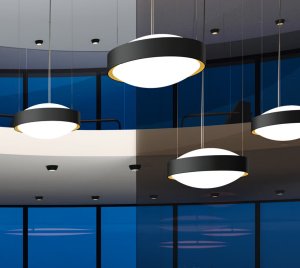 Bi-Directional LED Pendant Light with Interior Metallic Contrast for Dramatic Ceiling and Floor Illumination