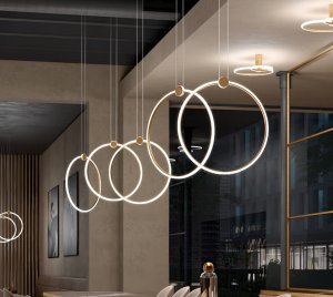 Minimalist Ring-Shaped Pendant Luminaires with Diffused 3000K LED Light for Modern Interiors