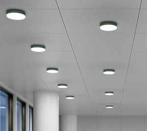 Flush Mount LED Ceiling Light with Smart Control, DALI Options, and Velvet-Colored Ring Louvres