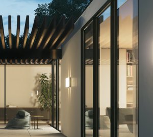 Architectural Outdoor Wall Luminaire with Thick Ice-Edge Crystal Glass