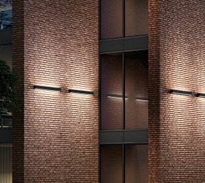 Architectural Linear LED Wall Luminaires with Directed Light and One or Two-Sided Emission