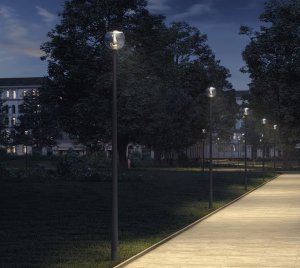 Spherical Post-Top Street Light for Semi-Natural Pathways and Pedestrian Zones