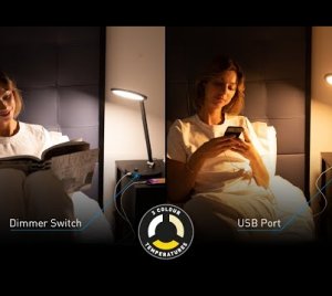 TriSun 2-in-1 SAD Light Therapy and Adjustable Desk Lamp with High CRI Output and USB Charging