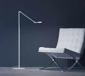 Dimmable Floor Lamp with Adjustable Droplet-Shaped Head and Multi-Level LED Dimming