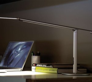 Modern Desk Lamp with Weighted Base, Counterbalance Arm, and Touch Dimming