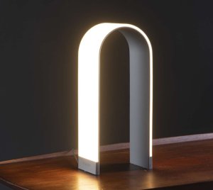 Arched LED Table Lamp with Continuous Touch Dimming and Built-In USB Charger for Phones and Tablets