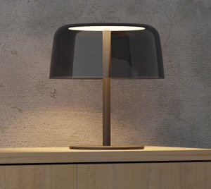 Modern Table Lamp with Transparent Polymer Shades and Built-In USB-C Charger