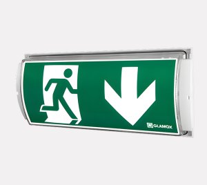 Single-Sided LED Emergency Exit Sign with Integrated Lead Light and Directional Legends