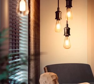 Philips Hue ST19/E26 Vintage Filament Smart LED Bulb with Bluetooth and Zigbee Connectivity