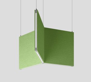 Axis Spatial SoftZone Acoustic Pendant Lighting Panels in Linear, Zigzag, Square, and Continuous Form Designs