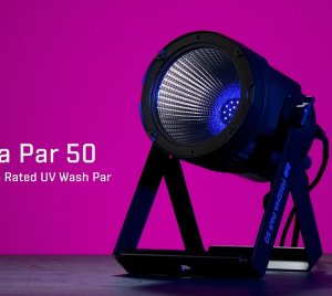 Wide Beam UV Wash Par Fixture with Variable Dimming Curve Modes and High-Speed Electronic Strobe Effects