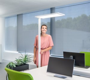 HCL-Enabled Office LED Floor Lamp with Circadian Rhythm Support for VDU Workstations