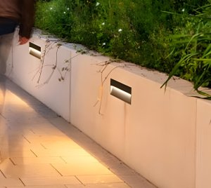 Recessed Rectangular LED Wall Light for Pathways and Facades with Asymmetric Optics