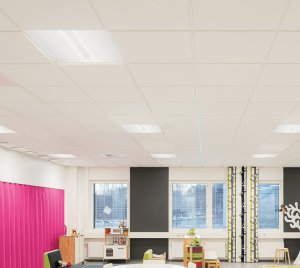 Recessed LED Troffer with Anidolic Optics for Seamless Grid and Drywall Integration