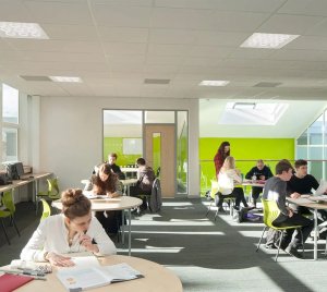Architectural Recessed LED Ceiling Light with Radial Anidolic Optics for Office, Retail, and Public Interior Spaces