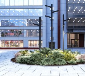Architectural Outdoor Lighting with Bellevue Columns, Bollards, and Wall-Mount Luminaires