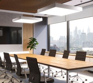 Square LED Pendant Fixture for Offices, Retail, Hospitality, and Public Buildings