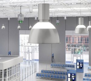 Industrial LED Dome Pendant Light with High Efficacy Reflector and HPF Universal Voltage Driver Integration