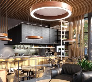 Noise-Reducing Acoustic Panel Pendant with ASTM E84 Fire Rating and Integrated LED Driver