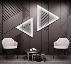 Triangle LED Light Fixture with Ceiling and Wall Mount Options for Symmetry-Breaking and Creative Layouts
